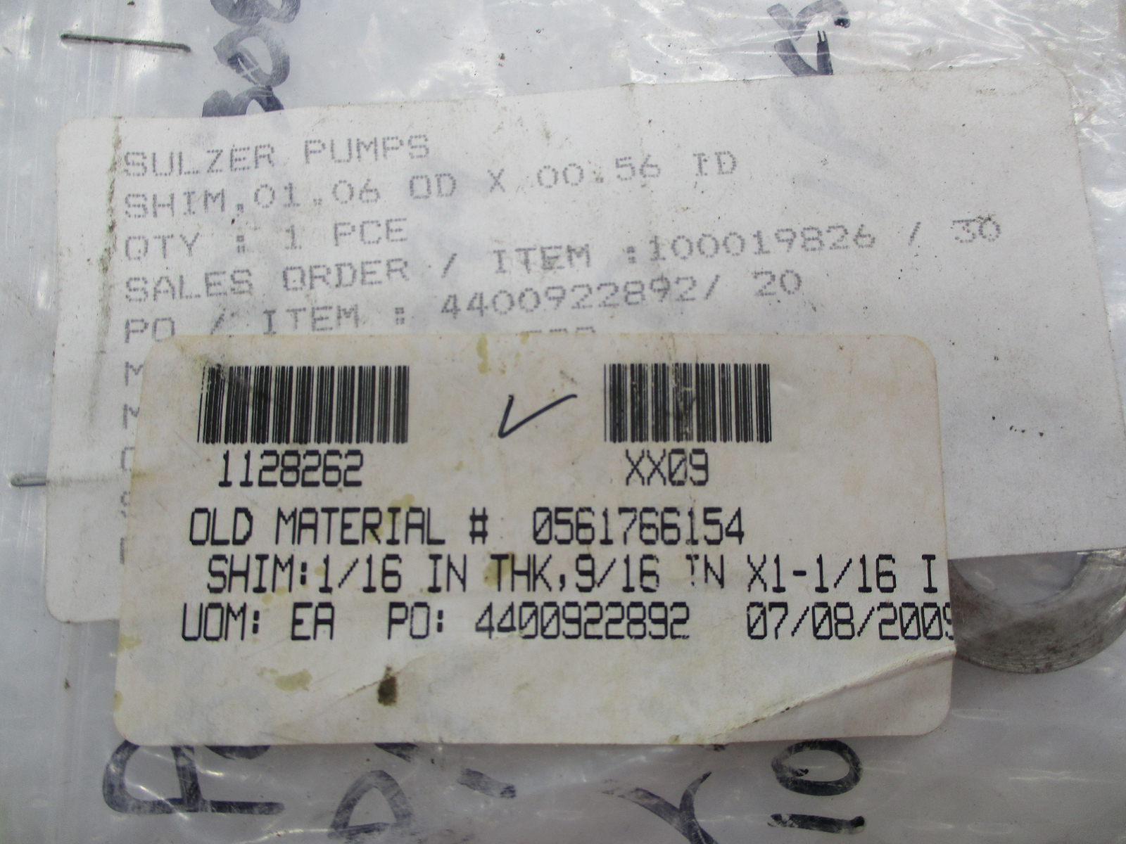 SULZER PUMPS 0561766154 WASHER (AS PICTURED) NSNP