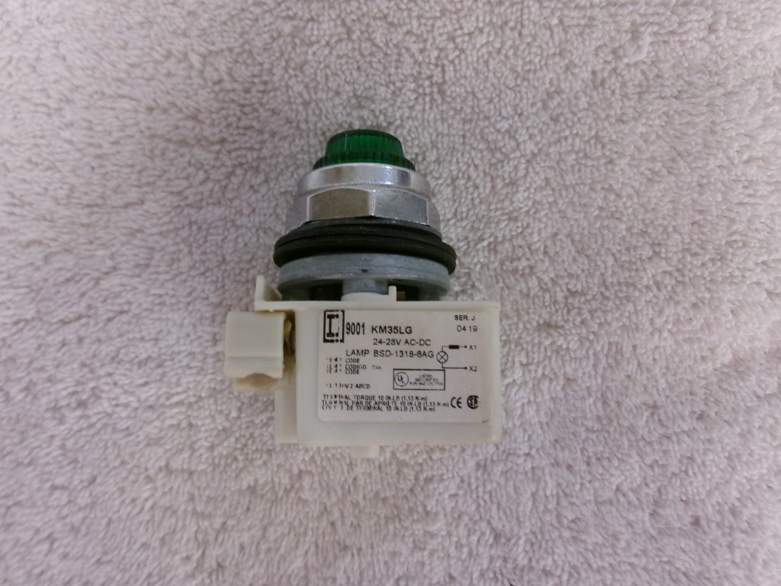 Square D Fingersafe Light Module Green 9001 KM35LG Ser J