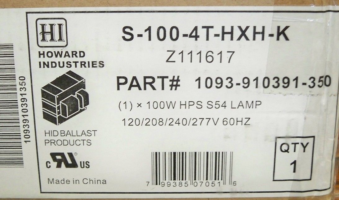 *NEW* Howard S-100-4T-HXH-K High Pressure Sodium Ballast Kit