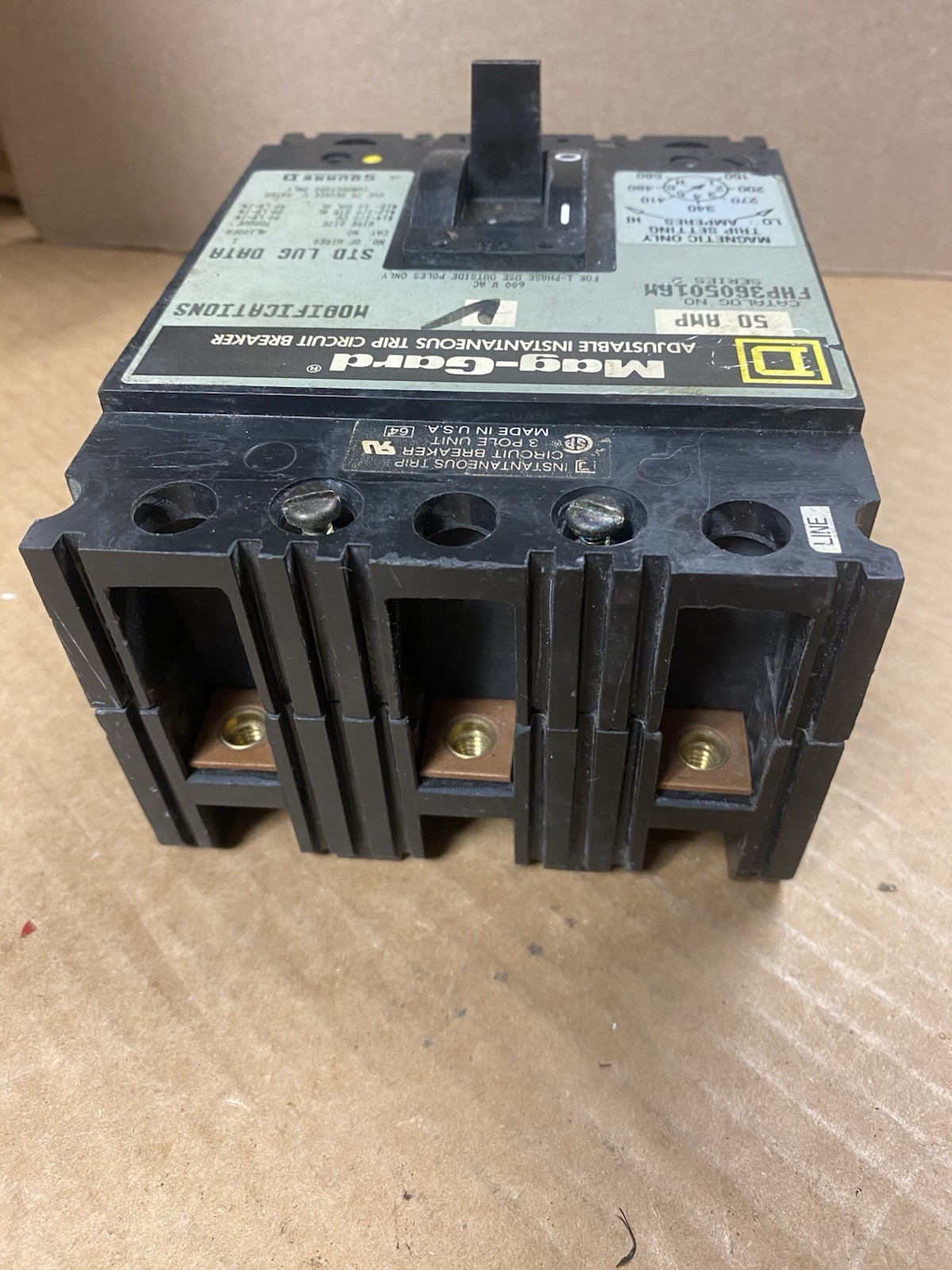 SQUARE D MAG-GARD CIRCUIT BREAKER FHP3605016M 3P 50A 600VAC