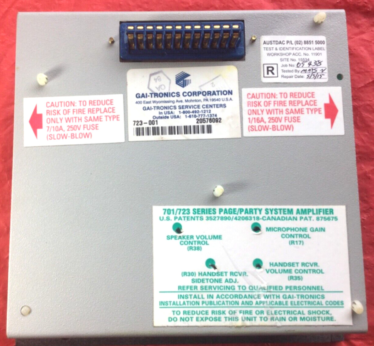 GAI-TRONICS 723-001 Remote Headset / Speaker Amplifier