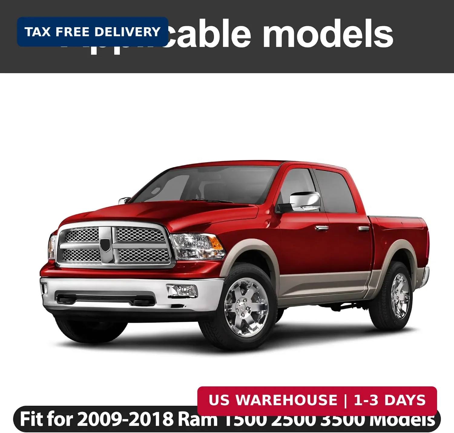 Rear Tailgate Emblem for 2009-2018 RAM 1500 2500 3500, Matte Black American Flag