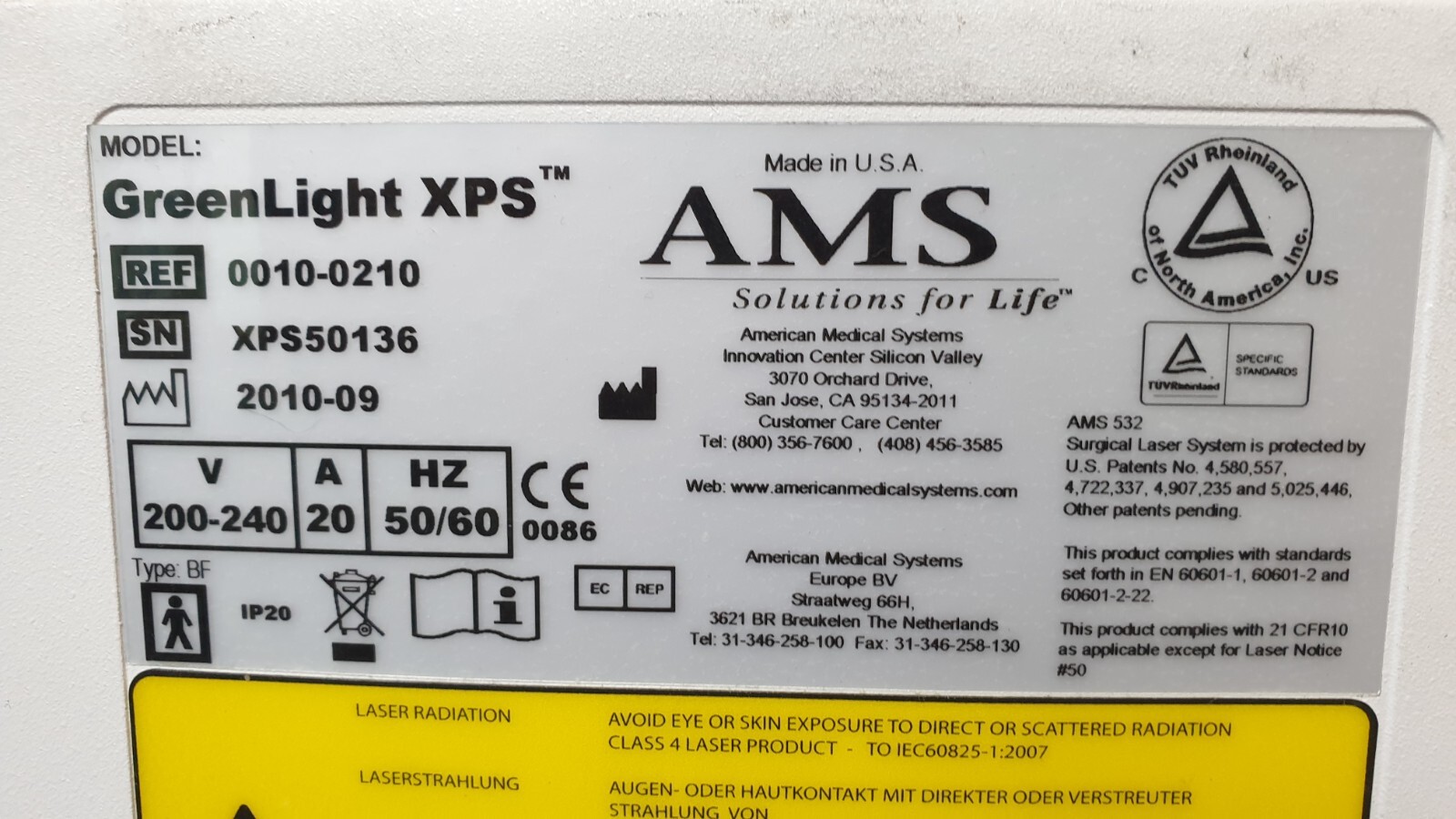 Malema Sensors M-60-S21-02-003 Rev 001, AMS GreenLight XPS 0133-1260