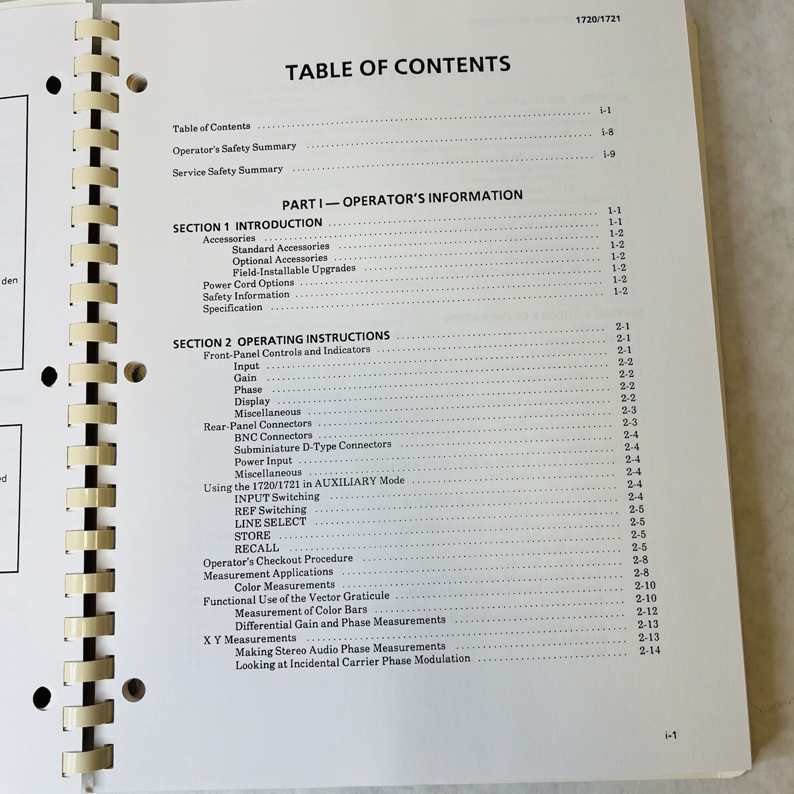 Tektronix 1720/1721 Vectorscope Instruction Manual