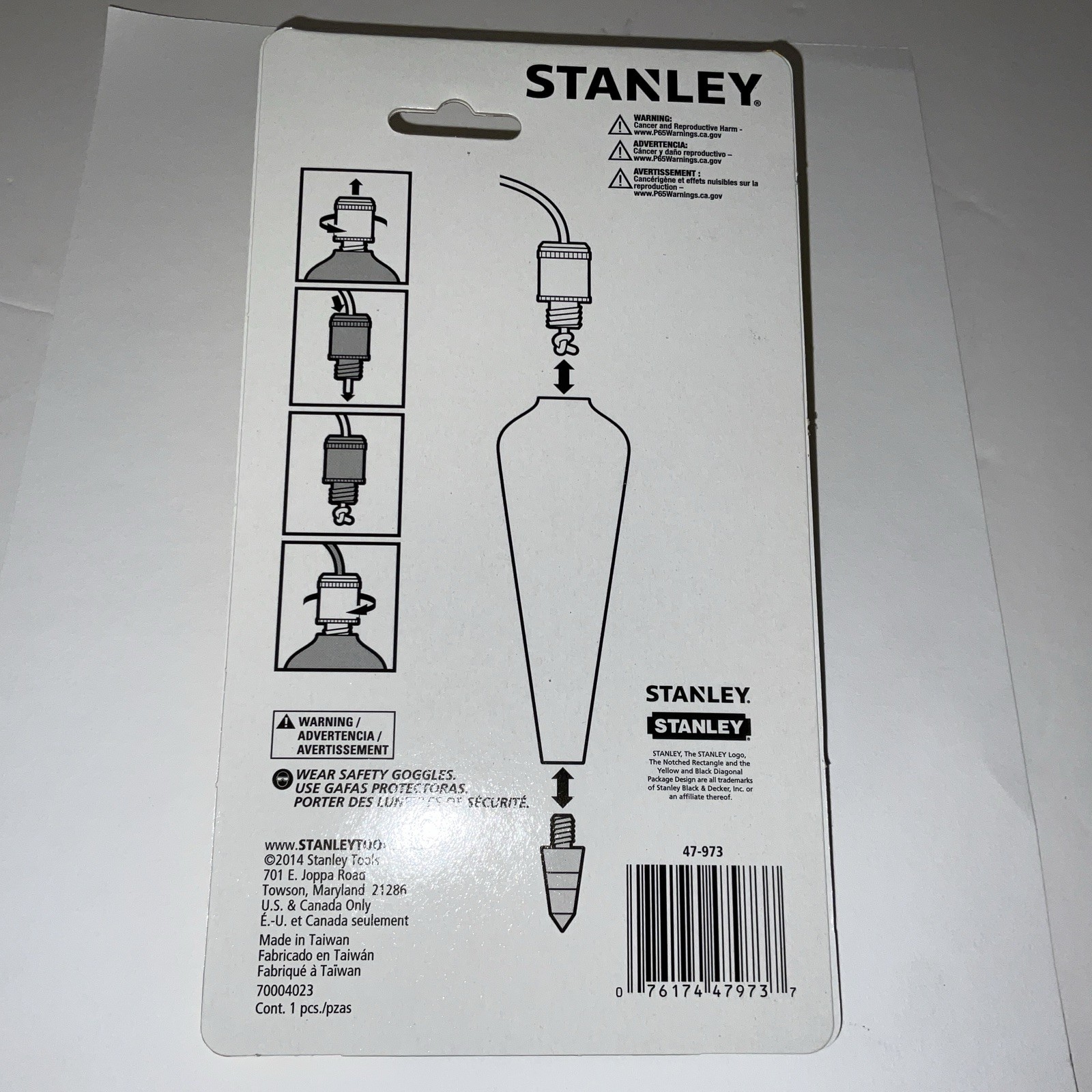 Stanley 47-973 8 OZ Plumb Bob Solid Brass Steel Tool