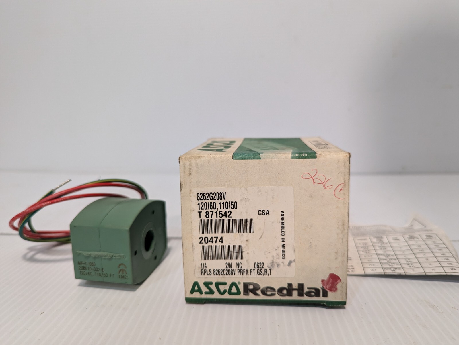 ASCO MP-C-080 coil, 238610-032-D, 120VAC/60Hz, 110VAC/50Hz