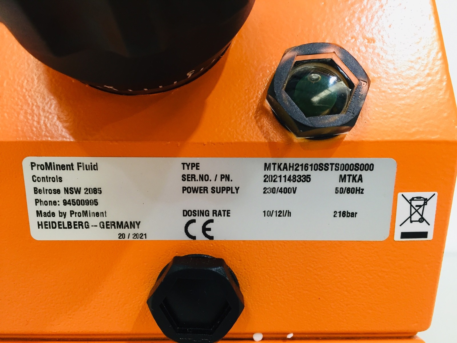 Prominent Meta MTKa MTKAH2160STS000S000 Piston Dosing Pump and Motor