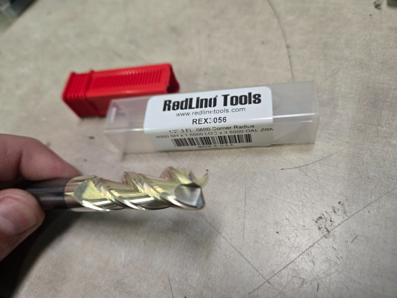 Redline Carbide Tool REX3056 1/2″ 3FL .0600 Corner Radius .5000 x 1.5000