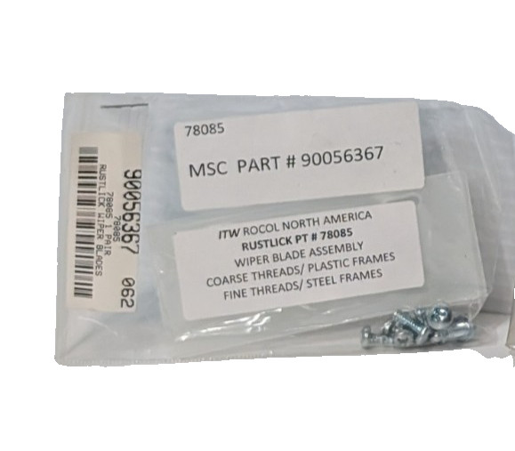 ITW Rocol Rustlick 78085 Wiper Blade Assembly, Coarse/Fine Threads, MSC 90056367