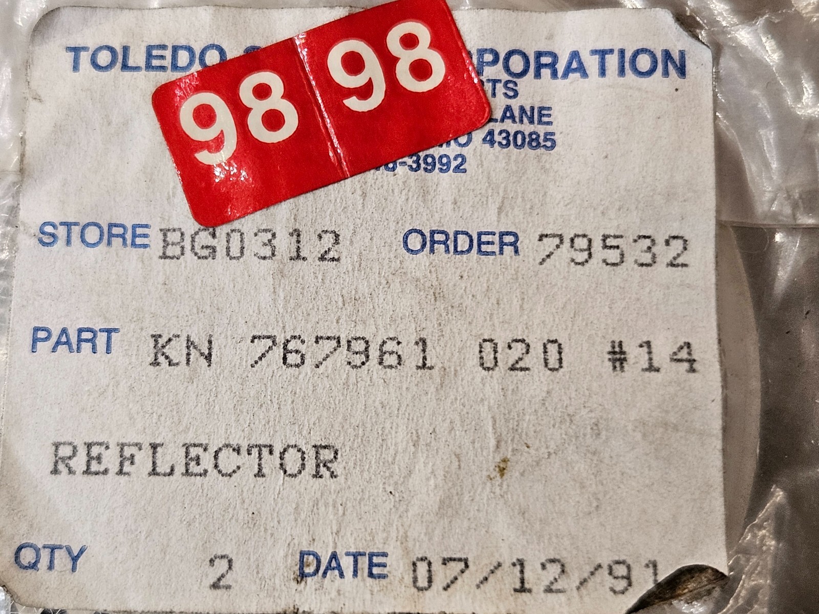 mettler toledo kn 7677961 020 # 14 reflector