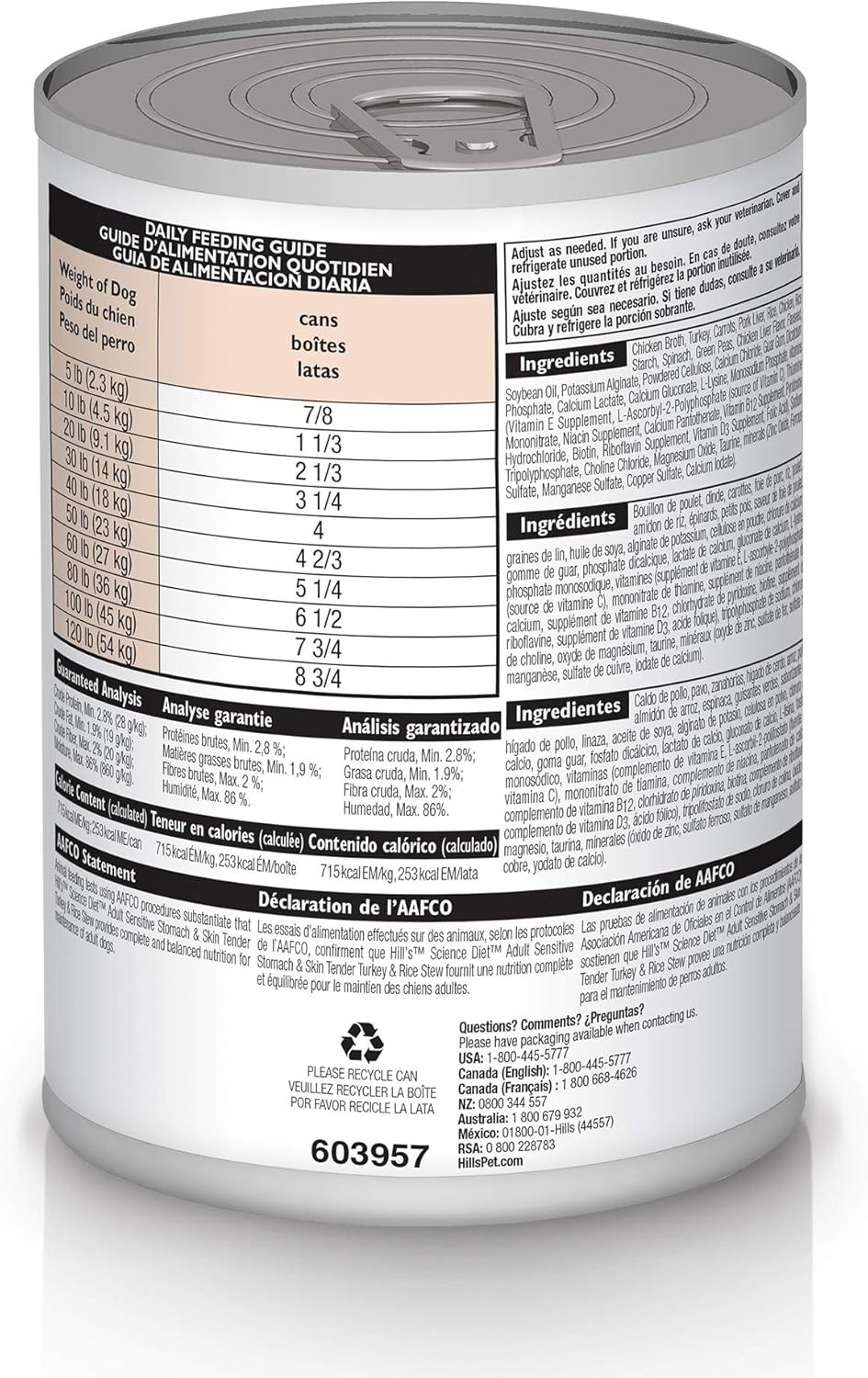 Hill’s Science Diet Sensitive Stomach Turkey & Rice Wet Dog Food 12.5oz, 12ct