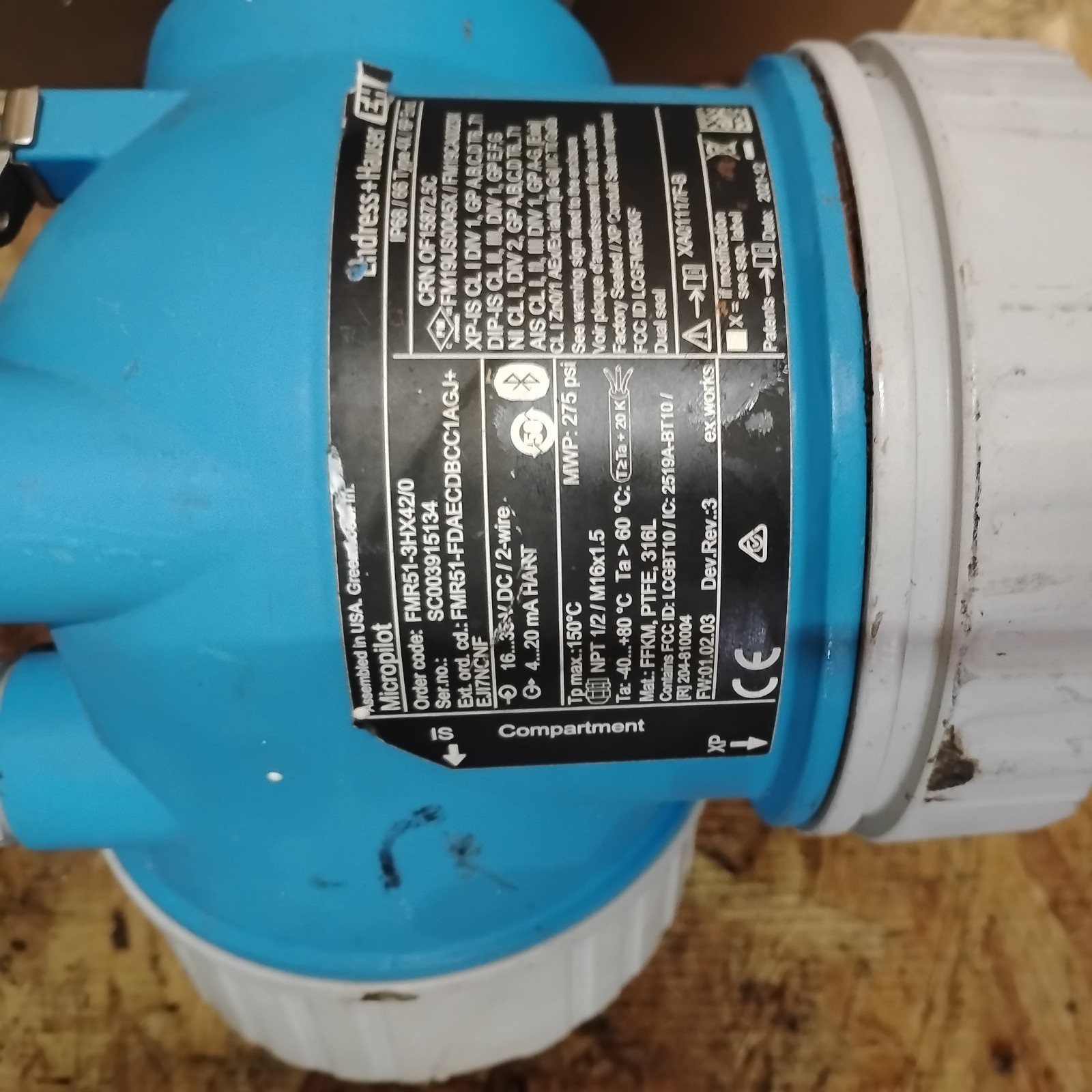 Endress + Hauser MicroPilot FMR51-3HX42/0 Radar Level Transmitter