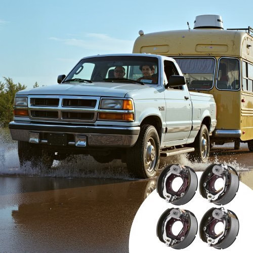 Electric Trailer Brake Kit, 12.25 x 3.375 Inch, 2 Pairs Self-Adjusting Electric