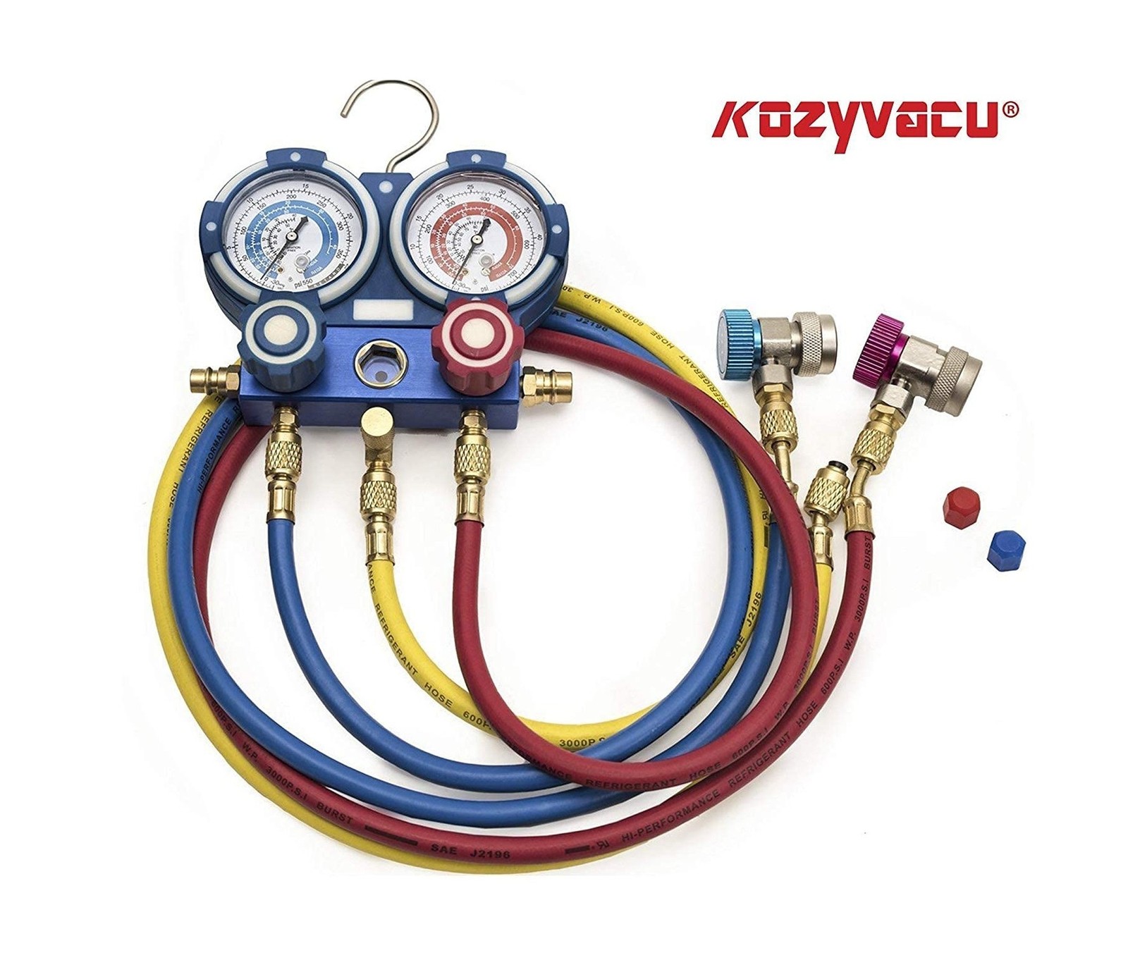 AUTO AC Repair Complete Tool Kit with 1-Stage 3.5 CFM Vacuum Pump, Manifold G…