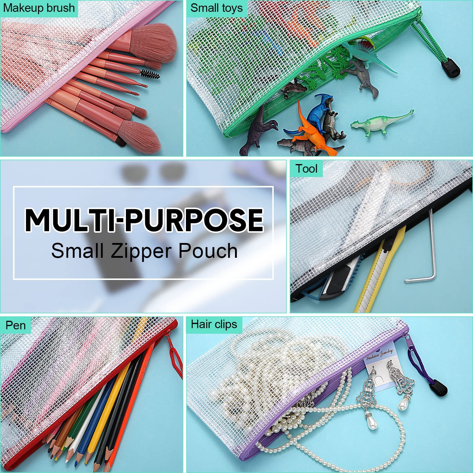 Mimorou 100 Pack Pencil Pouch Bulk Mesh Zipper 9.5 x 4.5 inches, Fresh Color