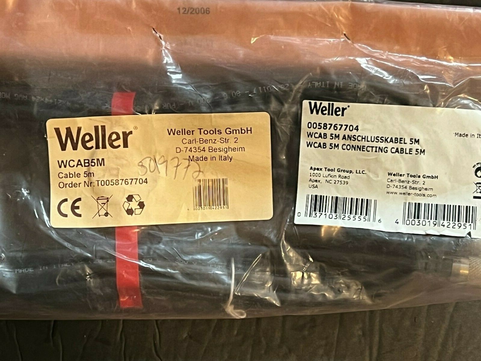 WELLER WCAB 0058767704 5M CONNECTING CABLE nos old stock