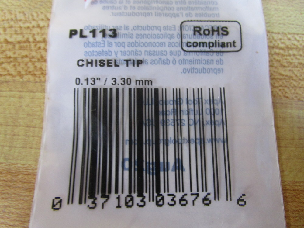 Weller PL113 Chisel Soldering Tip 6A913 (Pack of 2)