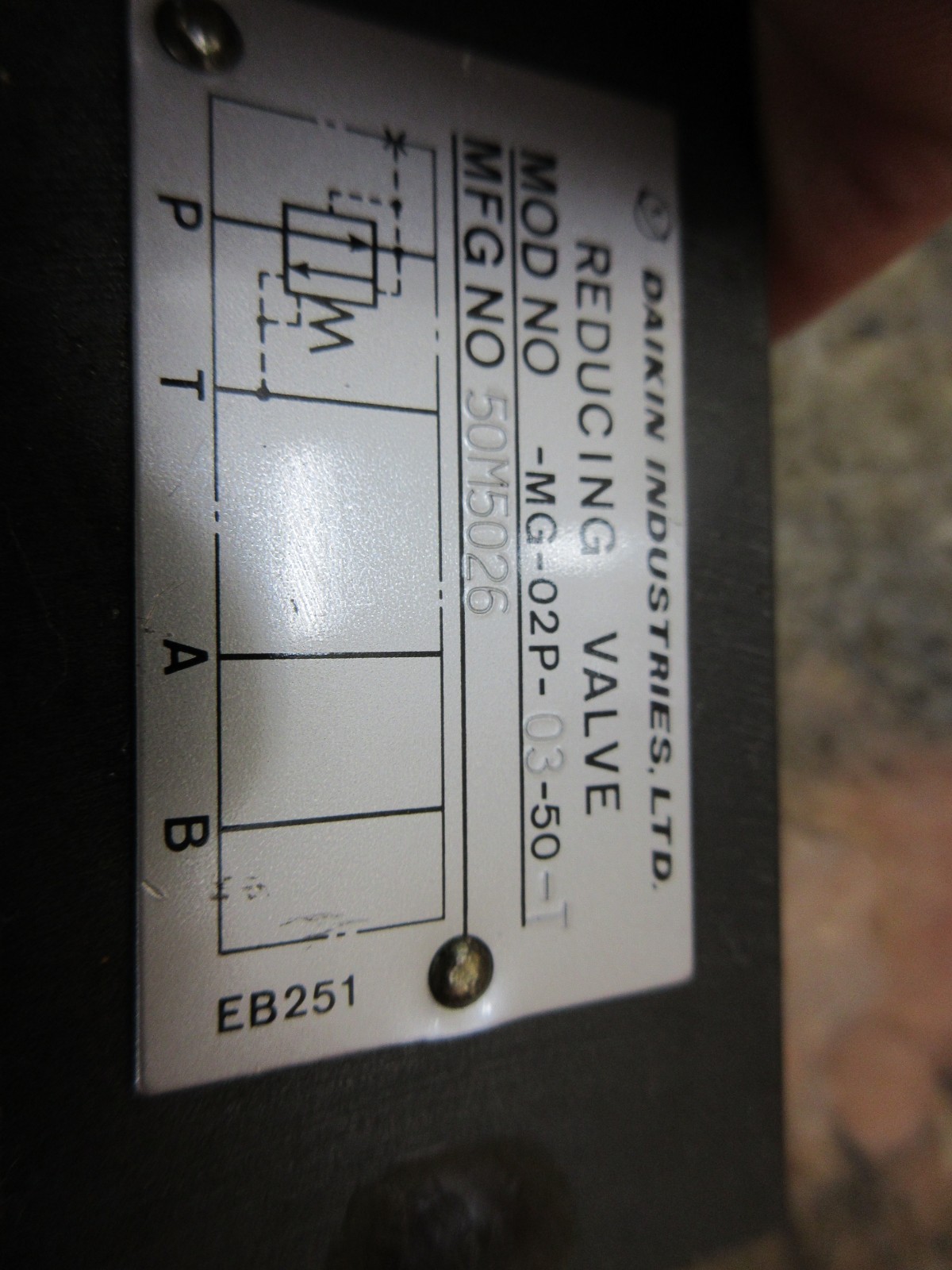 TAKISAWA TW-30 DAIKIN VALVE MG-02P-03-50-T