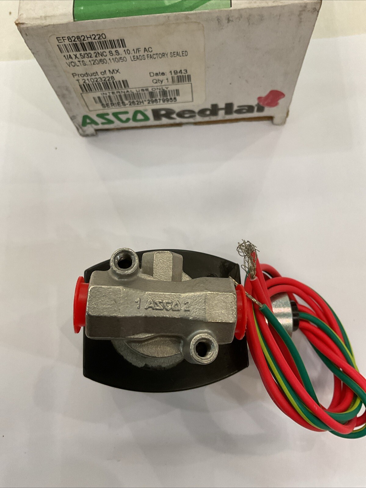 ASCO RedHat Brass Solenoid Valve EF8262H220 120V 1/4” FNPT