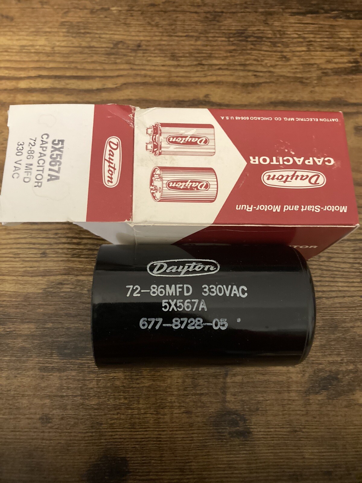 Motor Start Capacitor: 330V AC, 72-88, Round, 3 3/8 in Case Ht, 2 1/16 in Dia