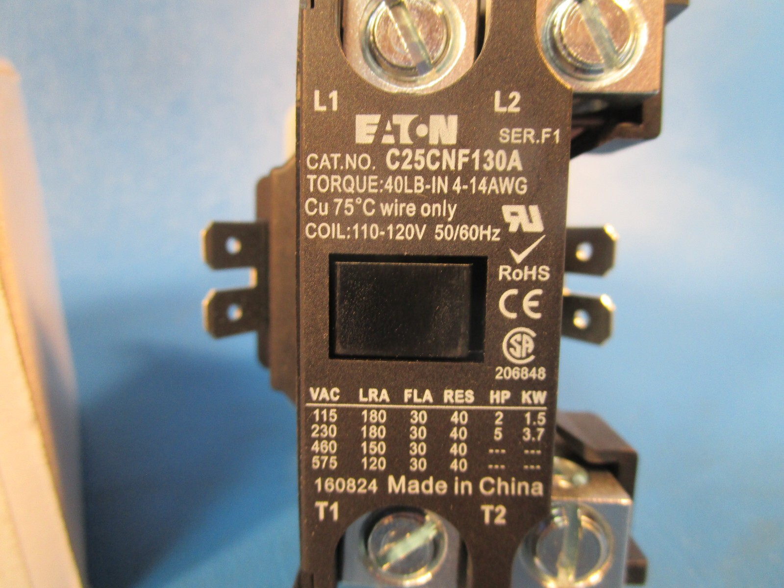 Eaton C25CNF130A, Definite Purpose Contactors Definite Purpose 1P 110/120VAC 50/