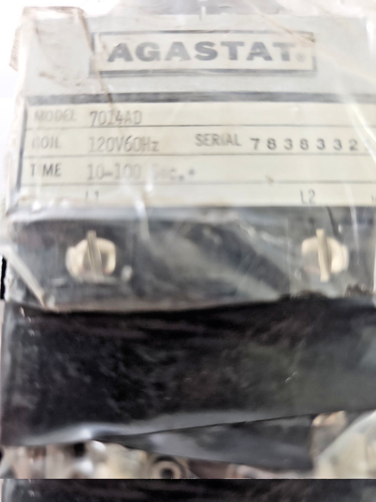 AGASTAT 7014AD TIMING RELAY 10-100SEC 120V 60HZ TIME DELAY