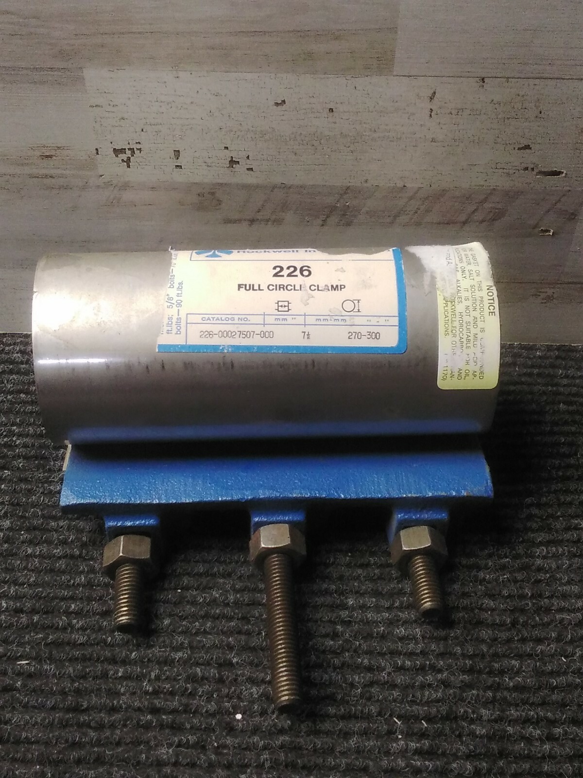 NOS 226 ROCKWELL 226-00027507-000 FULL CIRCLE CLAMP 7-1/2″ 270-300