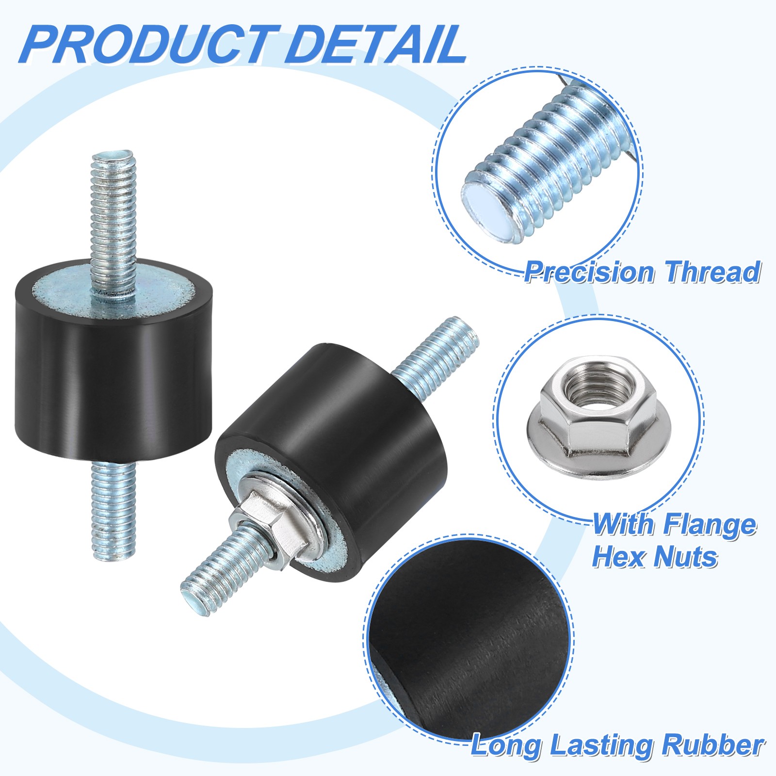 M5 x 15mm Rubber Mounts, 15 x 20mm Rubber Vibration Isolator with Nuts