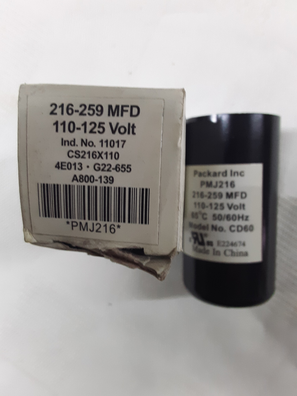 Packard PMJ216 Motor Start Capacitor 216-259 MFD 110-125 VAC