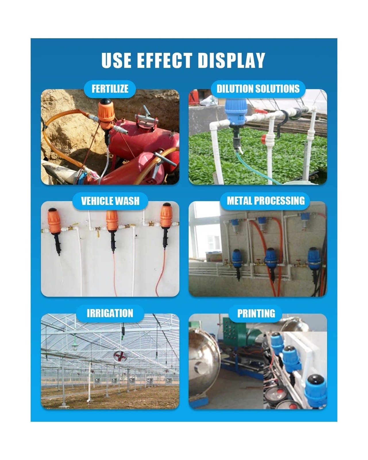1:250-1:25 Drip Irrigation Fert. Injector w/ Adj Water Dosing Pump 3/4″ NPT