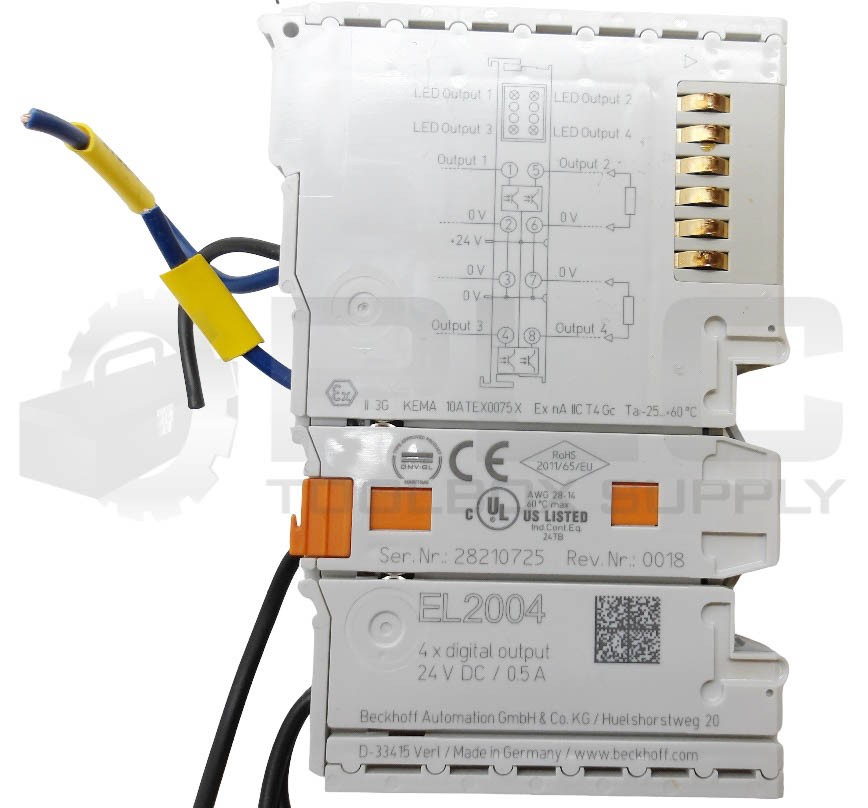 LOT OF 2 BECKHOFF EL2004 4X DIGITAL OUTPUT 24VDC 0.5A
