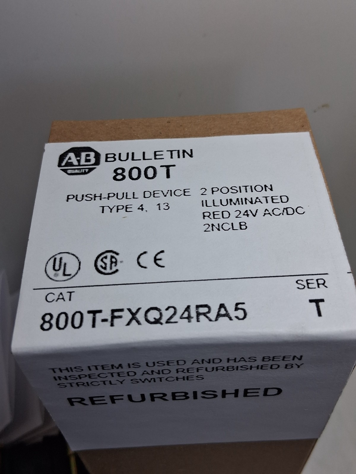 ALLEN BRADLEY 800T-FXQ24RA5 PUSH PULL 2 POS ILL RED 24VAC/DC 2NCLB SERIES T