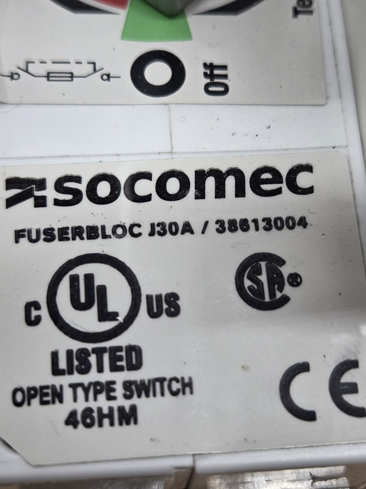 SOCOMEC FUSERBLOC J30A 38613004 SWITCH 30, 3PH