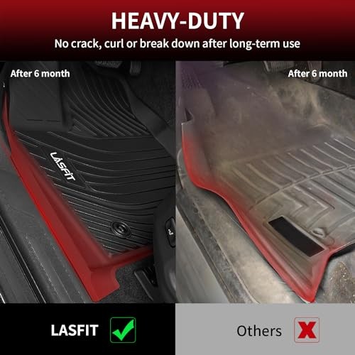 LASFIT Floor Mats for Toyota Tundra 2022-2025 2026 CrewMax Cab, All Weather