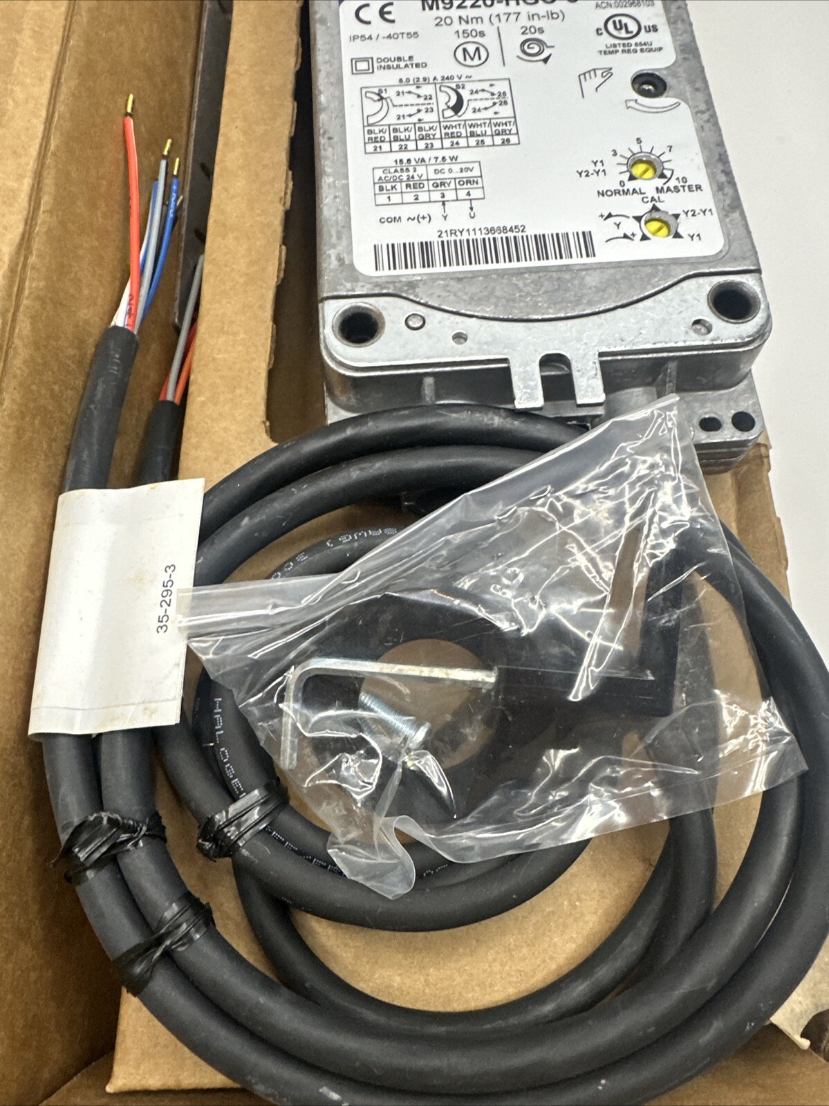 JOHNSON CONTROLS M9220-HGC-3 Rotary Actuator 24VAC 20Nm 177 in/lb Spring Return