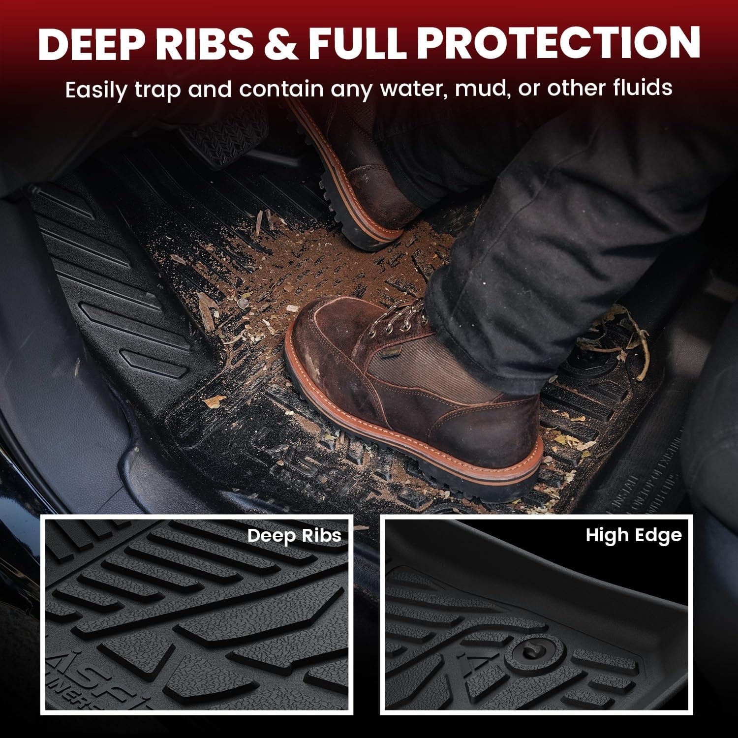 LASFIT Floor Mats for Toyota Tundra 2022-2026 Double Cab, Custom Fit All Weather