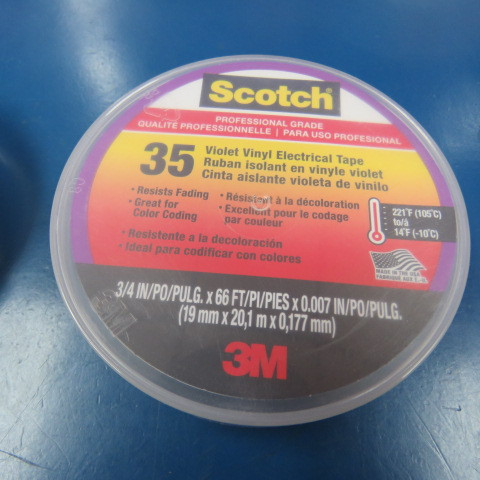 SCOTCH/ 3M 35 BLUE & VIOLET TAPE Qty of 2 per Lot VINYL ELECTRICAL TAPE. LOT I