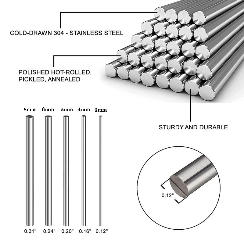 Stainlesss Steel Solids Round Bar Rod Shaft Milling-125-330mm Long-Multi Sizes