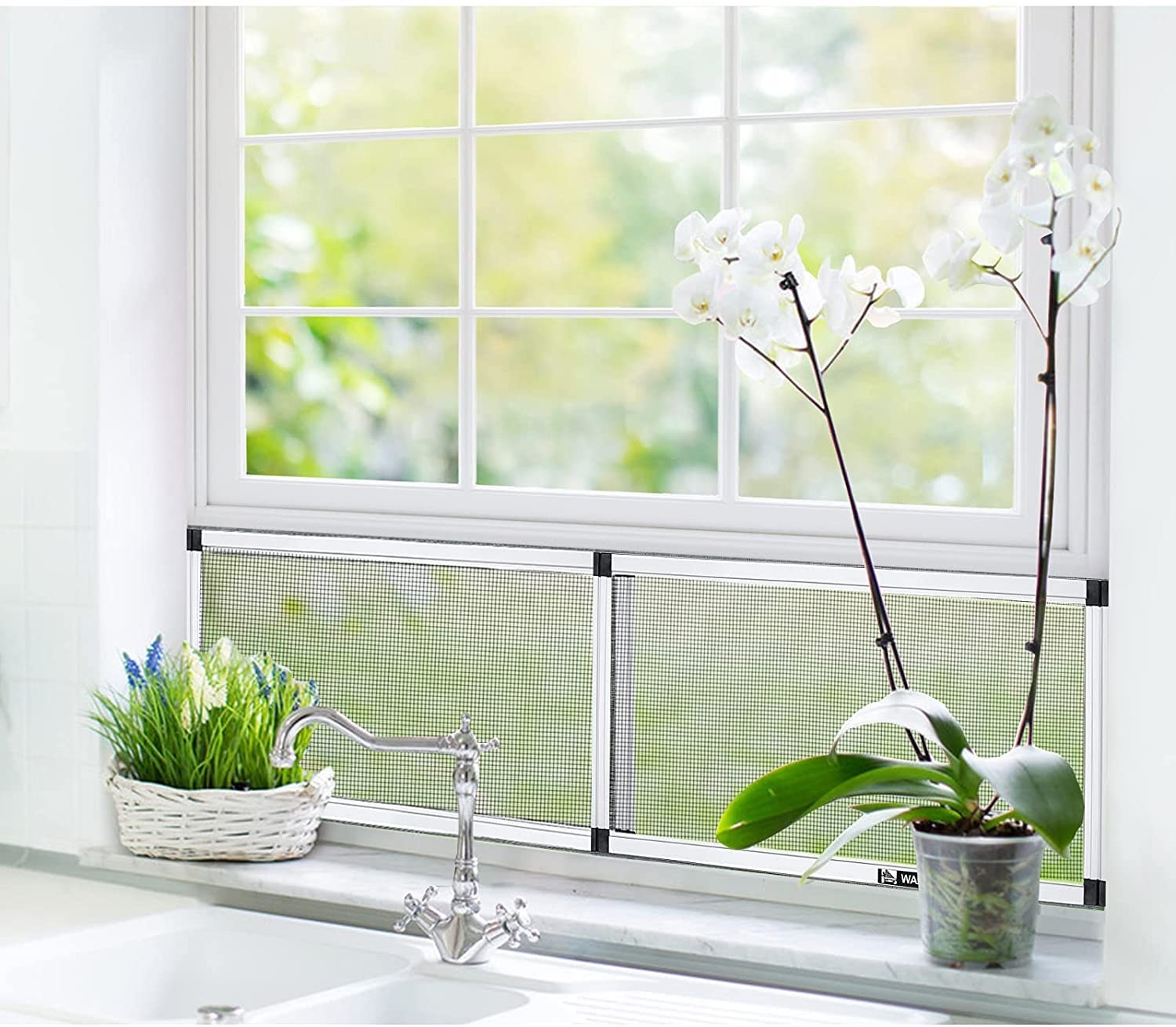 Yoochee Expandable Window Screen, 2 Pack 2 Packs【15″ H x 21″ – 40″ W】, White
