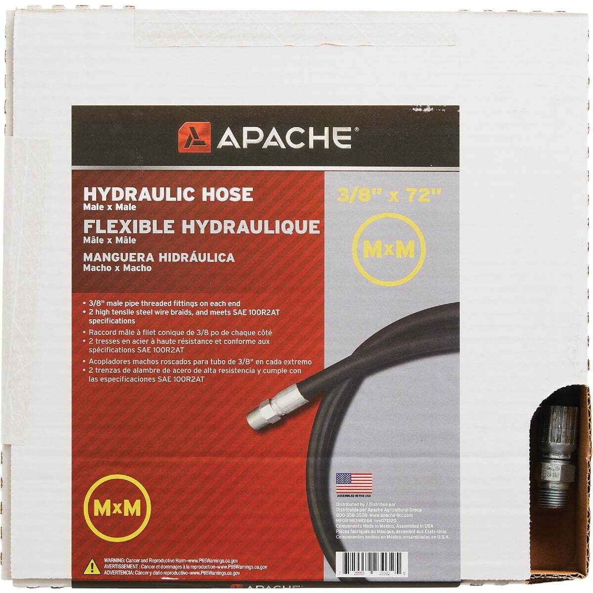Apache 98398244 3/8″ x 72″ 2-Wire Hydraulic Hose Male x Male Assembly