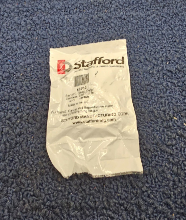 Stafford 8S010: 5/8″ Collar Clamp Stainless Steel 2 Piece Low Profile W/o 104350
