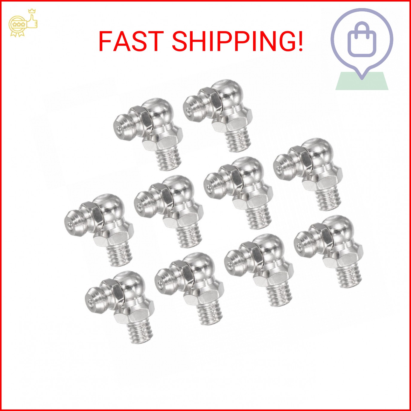 uxcell Nickel-Plated Iron 90 Degree Grease Fitting M6 x 1mm Thread Hydraulic Gre