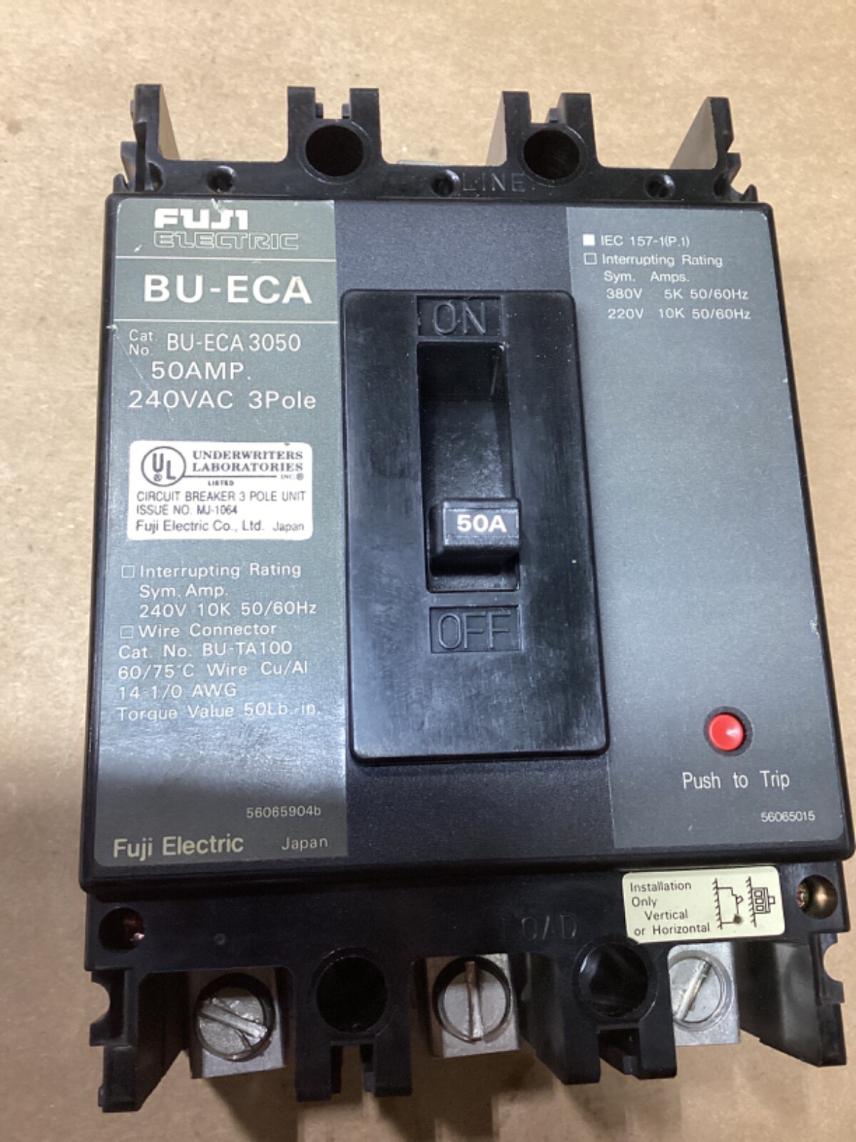 FUJI BU-ECA3050 3 POLE 50 AMP CIRCUIT BREAKER #111G70PR7