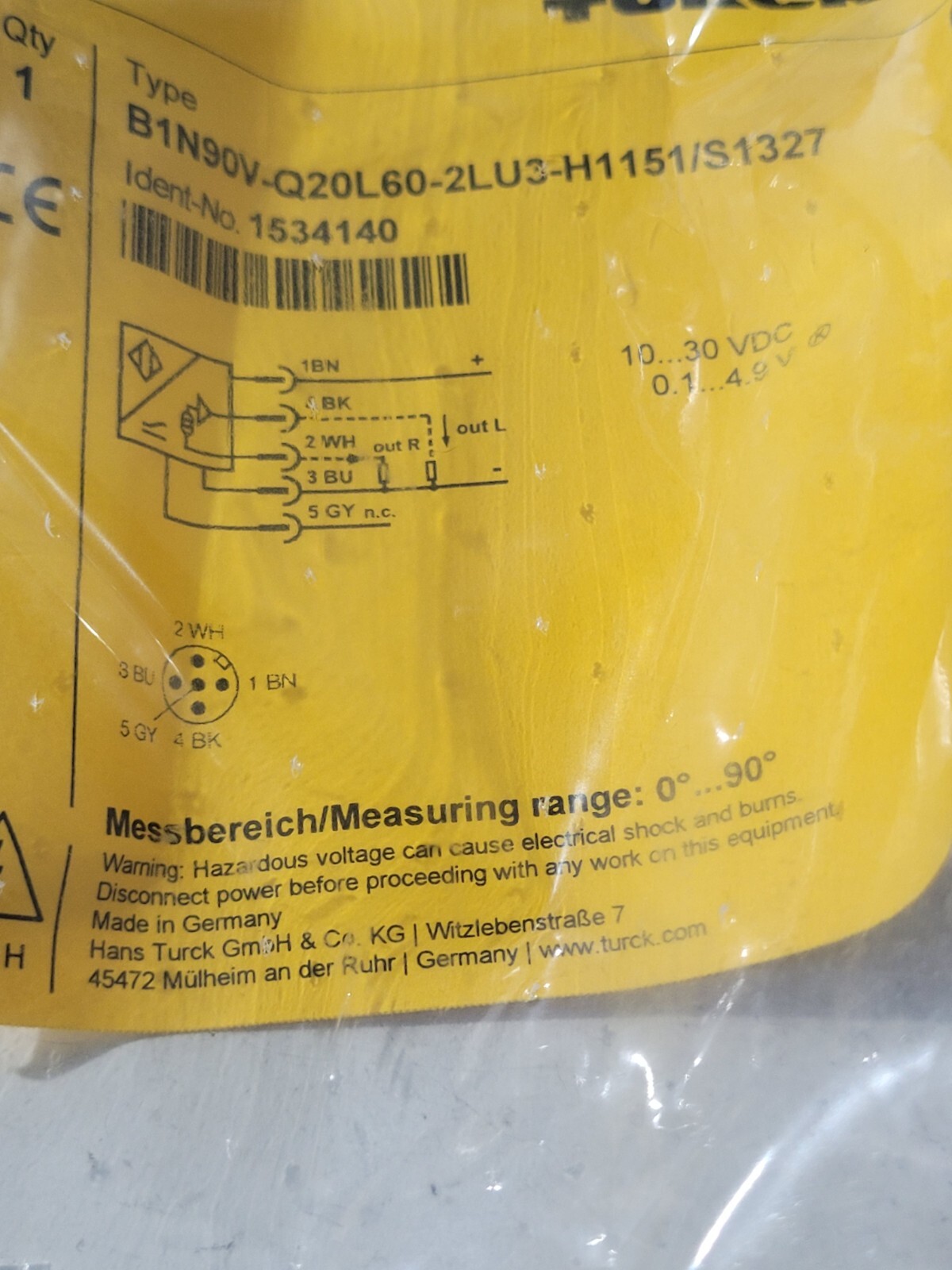 Turck Wellhead B1N90V-Q20L60-2LU3-H1151/S1327