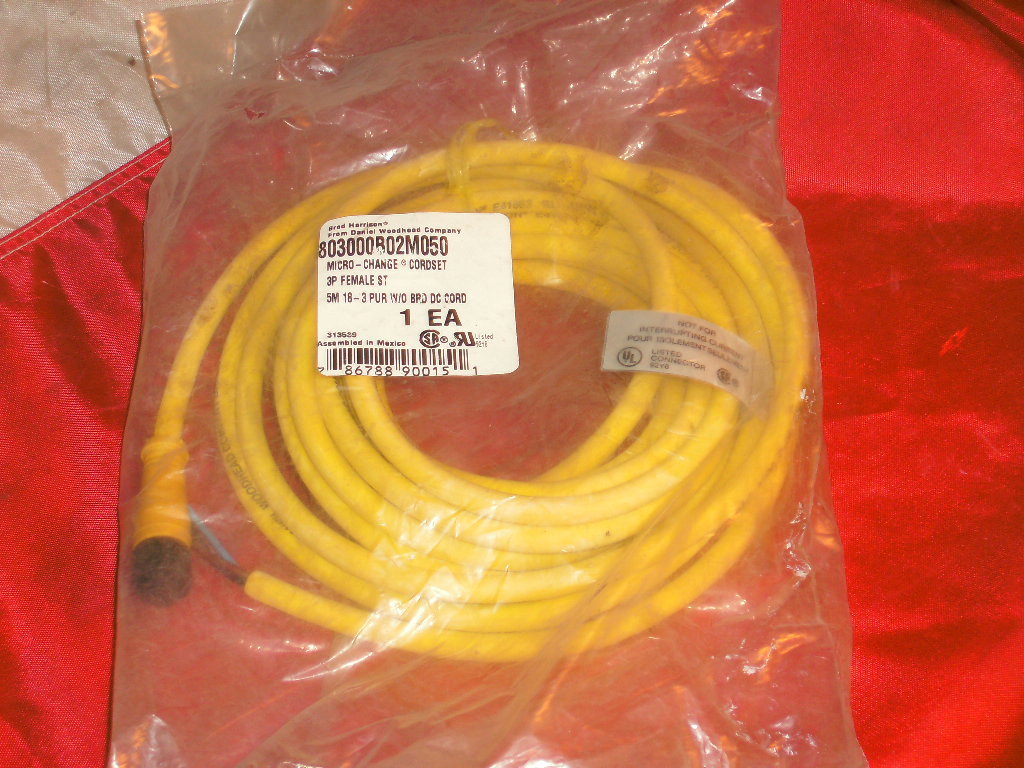 BRAD HARRISON 803000B02M050 3 POLE FEMALE STRAIGHT 5 METER 18/3 PUR
