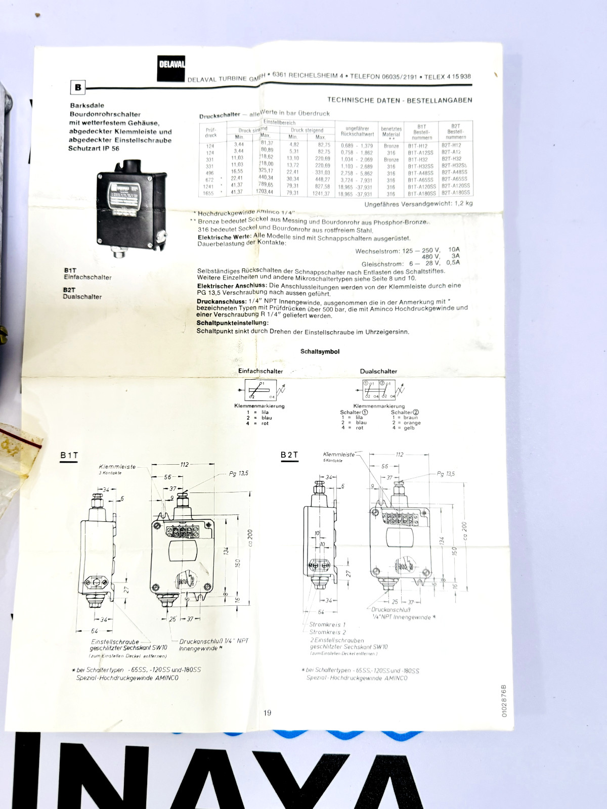 Pressure switch Barksdale B1T-H12