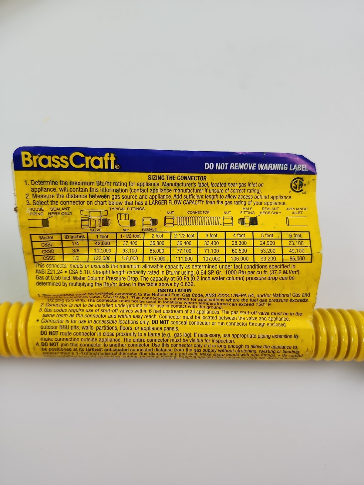 (QTY 2) BrassCraft CSSC44-12 SS Gas Connector, 1/2 MIP x 1/2 MIP X 12″