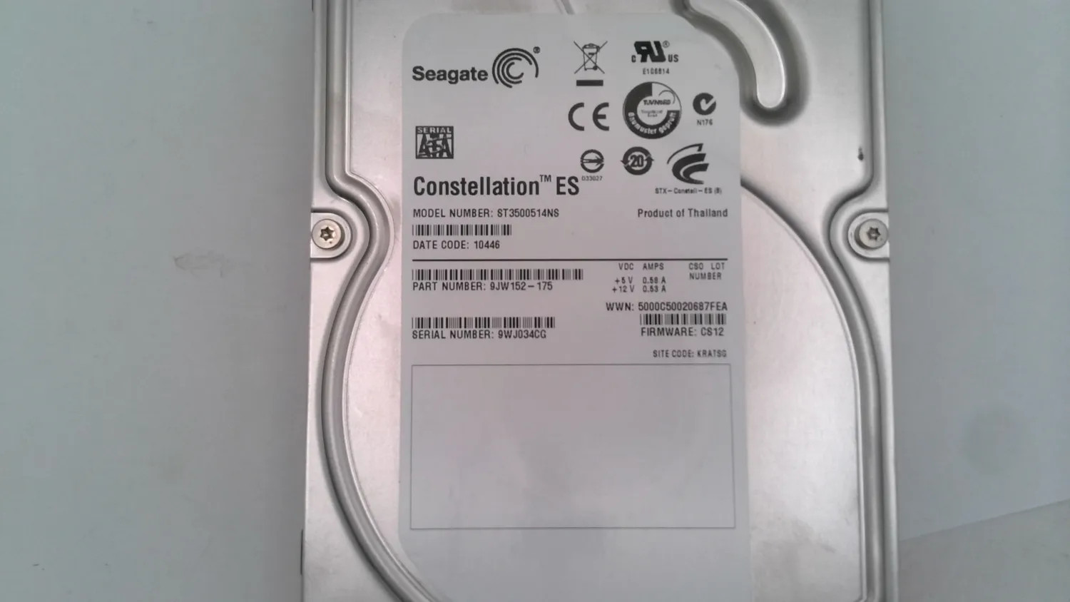 SEAGATE ST3500514NS 500GB 7200RPM SATA ENTERPRISE HARD DRIVE