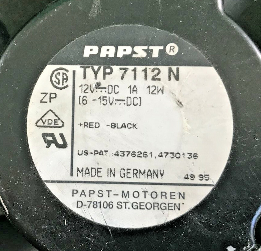 PAPST TYP7112N BOX FAN 12VDC 1A 12W D-78106