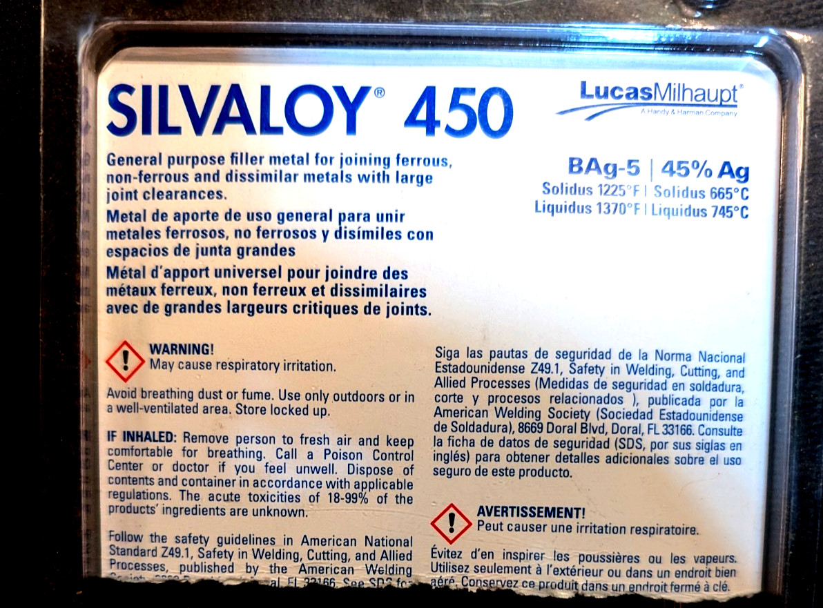 Lucas Milhaupt Silvaloy 450 45 % Silver Solder 5 Ounce Brazing Alloy